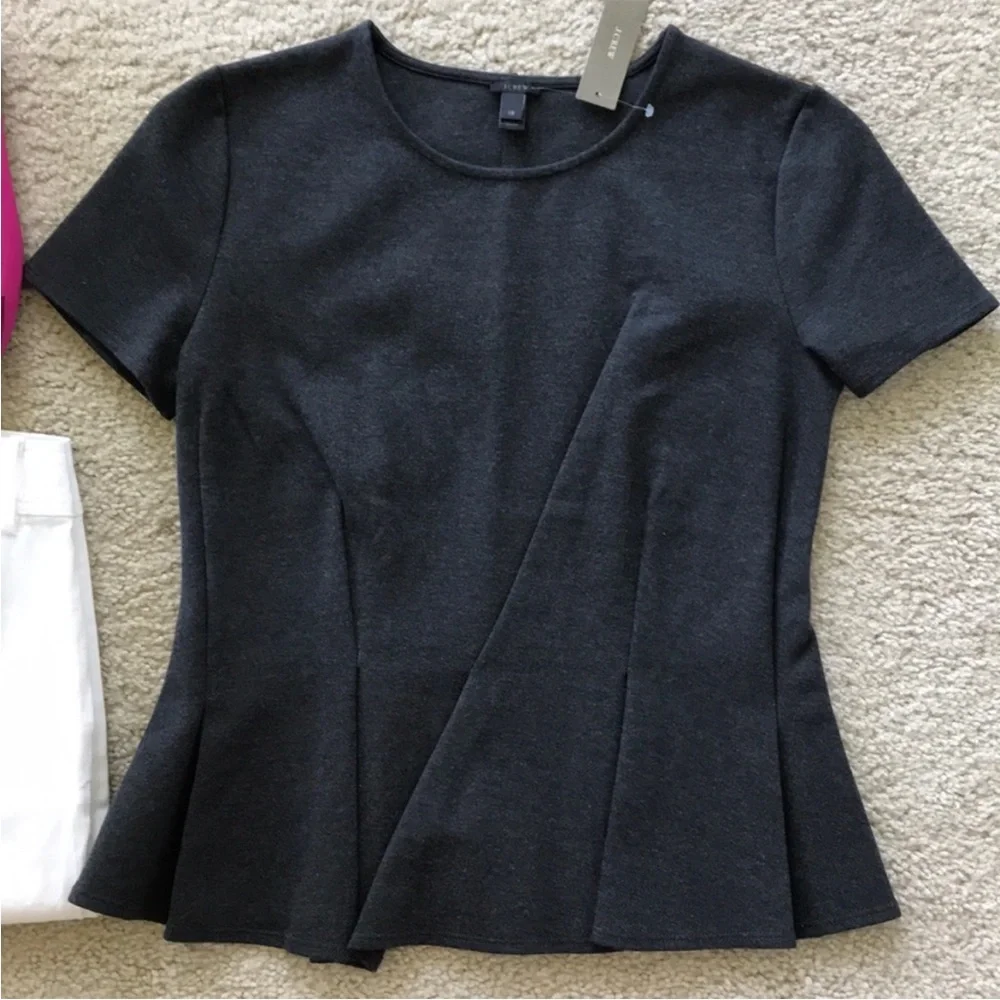 J. Crew Asymmetrical Pleated Top in Heathered Charcoal - Picture 2 of 7
